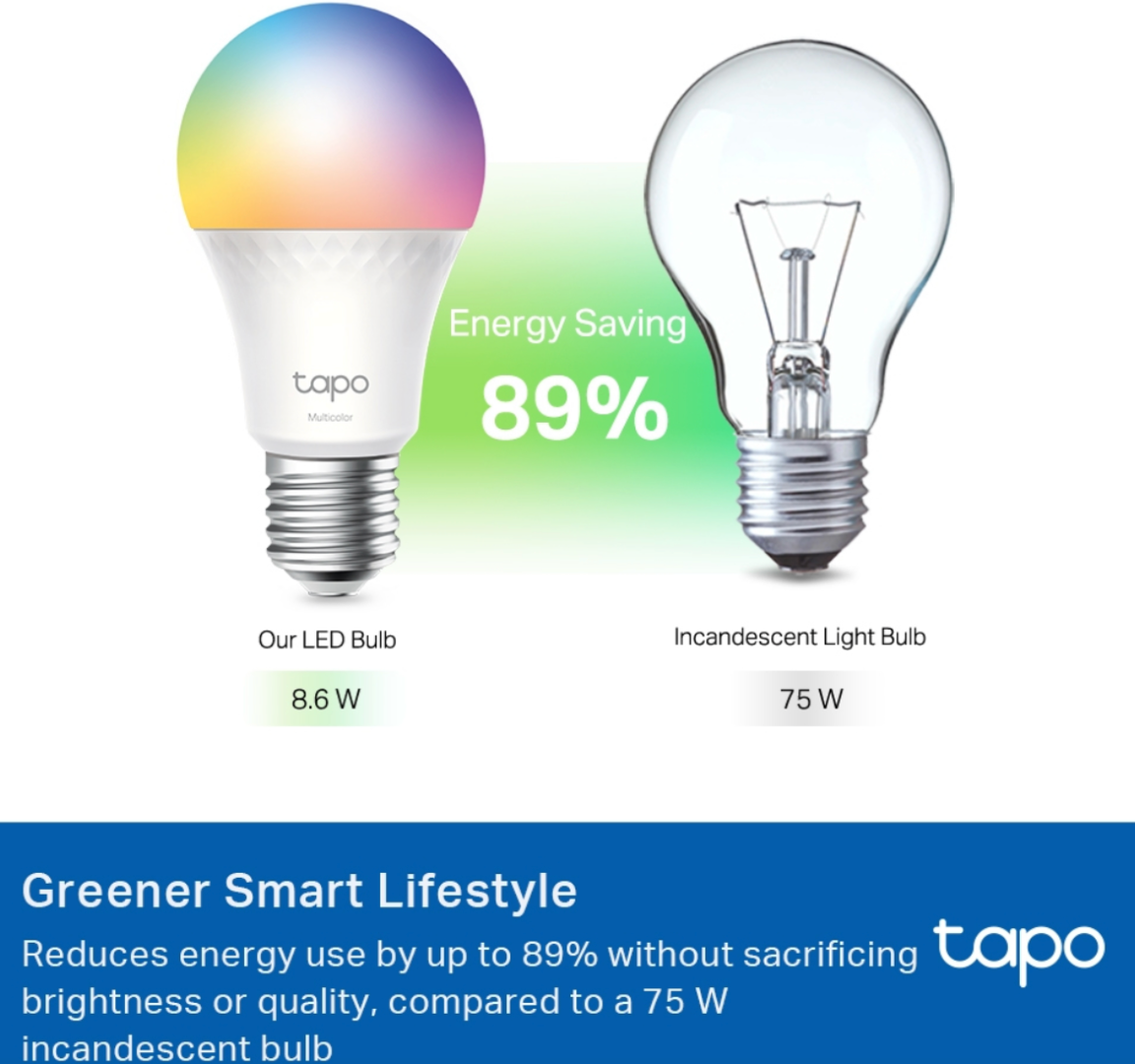 Tapo Smart WiFi Light Bulb, Multicolor