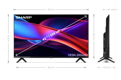 Sharp 2T (43") 1920 x 1080 pixels, LED, Smart TV